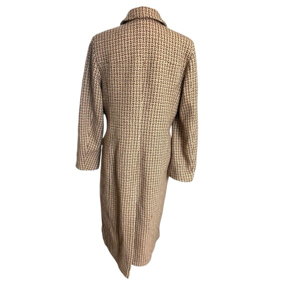 VTG J Crew Womens 100% Wool Herringbone Tweed Brown Tan Classic Overcoat Size 14 - Picture 5 of 11